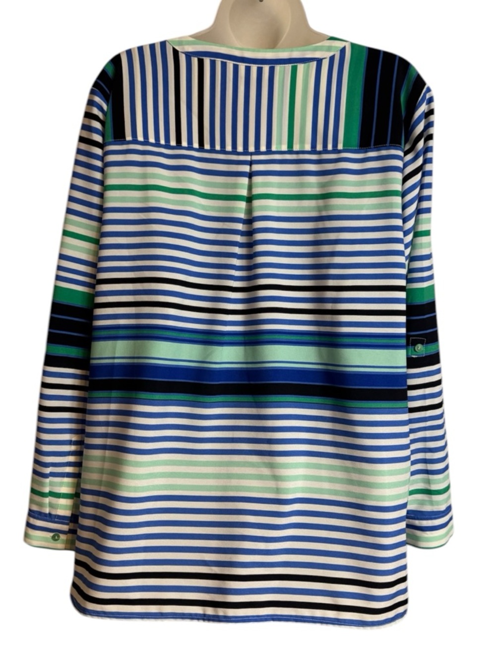 TALBOT'S  Blue, Green & White Striped V‑Neck Spring/Summer Top  2X/PETITE    #10 - Picture 4 of 6
